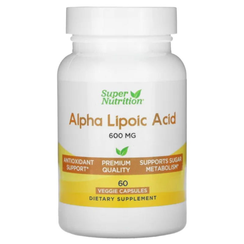Alpha Lipoic Acid, Alpha Lipoic Acid, Super Nutrition, 600 mg, 60 Vegetable Caps
