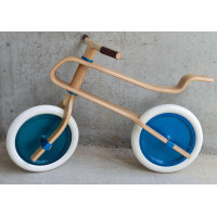 Balance Bike Pure White – Candy Blue – Walnut – Wooden Balance Bike for Children