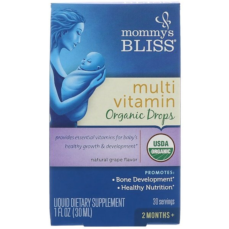 Mommy s Bliss, Multivitamin, Organic Drops, 2 Monthsplus B, Natural Grape Flavor , 1 fl oz (30 ml) Mommy s Bliss, Multivitamin, Organic Drops, 2 Monthsplus B, Natural Grape Flavor , 1 fl oz (30 ml)