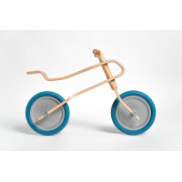 Balance Bike Pure White – Candy Blue – Oak – Wooden Balance Bike For Kids