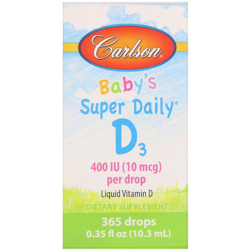 Carlson Labs, Babys Super Daily D3, 10 mcg (400 IU), 0.35 fl oz (10.3 ml) Carlson Labs, Babys Super Daily D3, 10 mcg (400 IU), 0.35 fl oz (10.3 ml)