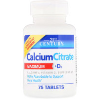 21st Century, Calcium Citrate Maximum plus D3, 75 Tablets