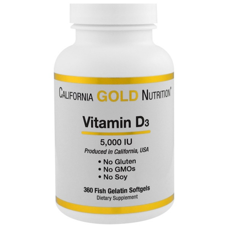 Vitamin D3, 125 mcg (5,000 IU), 360 Fish Gelatin Softgels Vitamin D3, 125 mcg (5,000 IU), 360 Fish Gelatin Softgels