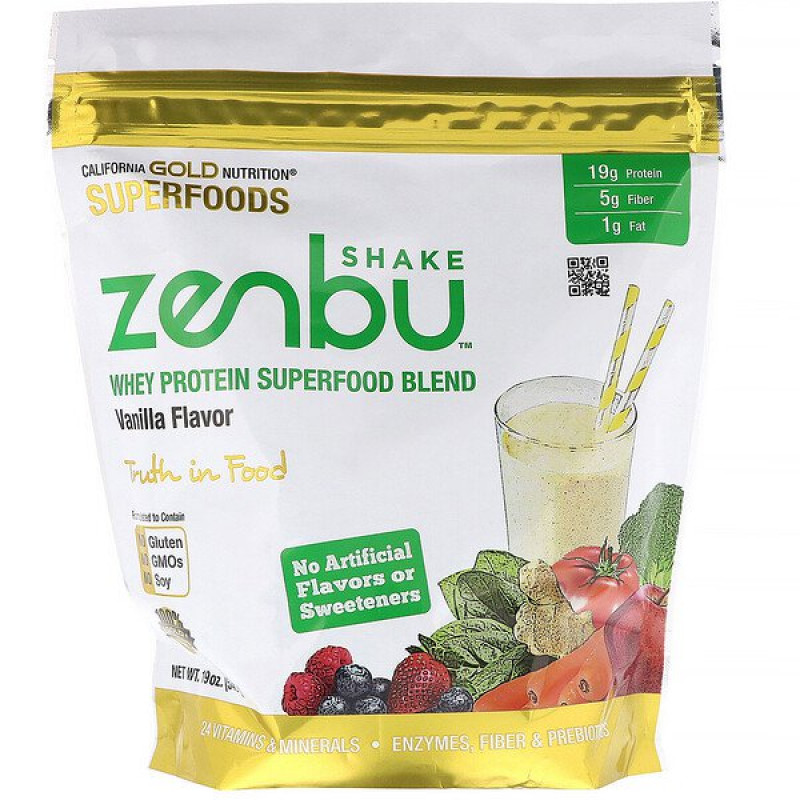 Zenbu Shake, Whey Protein Superfood Blend, Vanilla Flavor, 19 oz (540 g) Zenbu Shake, Whey Protein Superfood Blend, Vanilla Flavor, 19 oz (540 g)