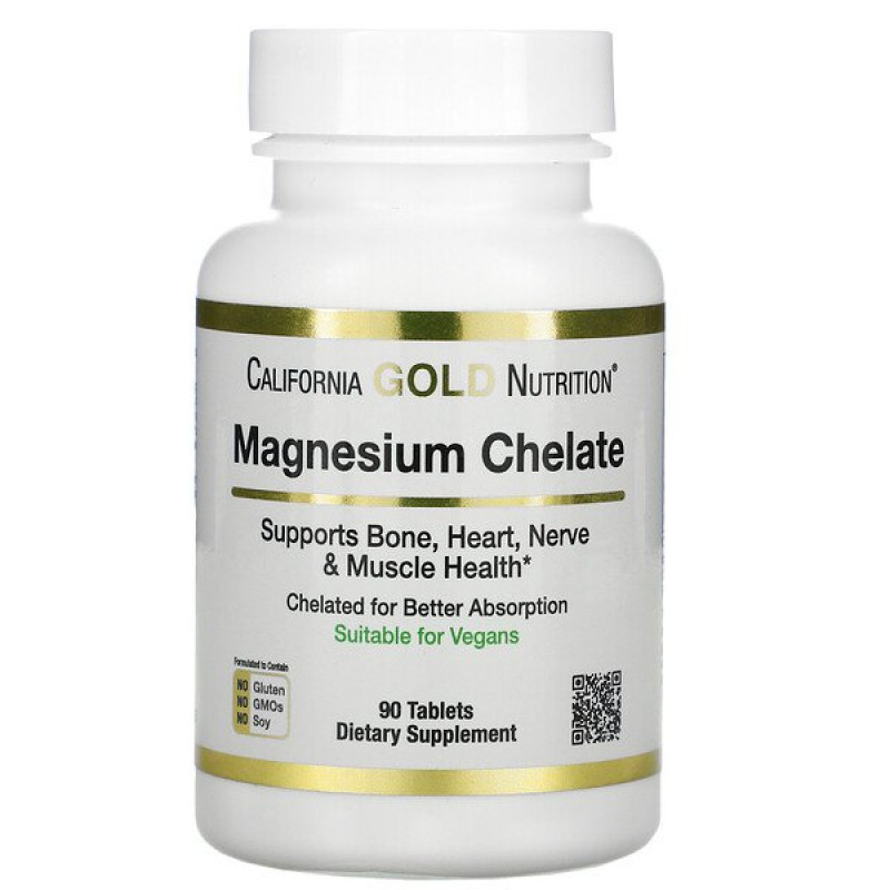 California Gold Nutrition, Magnesium Chelate, 210 mg, 90 Tablets California Gold Nutrition, Magnesium Chelate, 210 mg, 90 Tablets