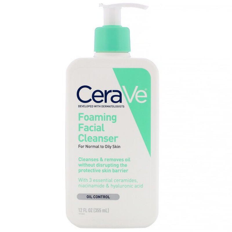 CeraVe, Foaming Facial Cleanser, For Normal to Oily Skin, 12 fl oz (355 ml) CeraVe, Foaming Facial Cleanser, For Normal to Oily Skin, 12 fl oz (355 ml)