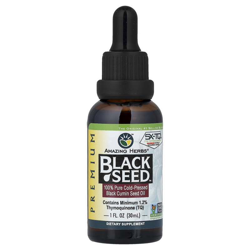 Amazing Herbs, Black Seed™, 100% Pure Cold-Pressed Black Cumin Seed Oil, 1 fl oz (30 ml)