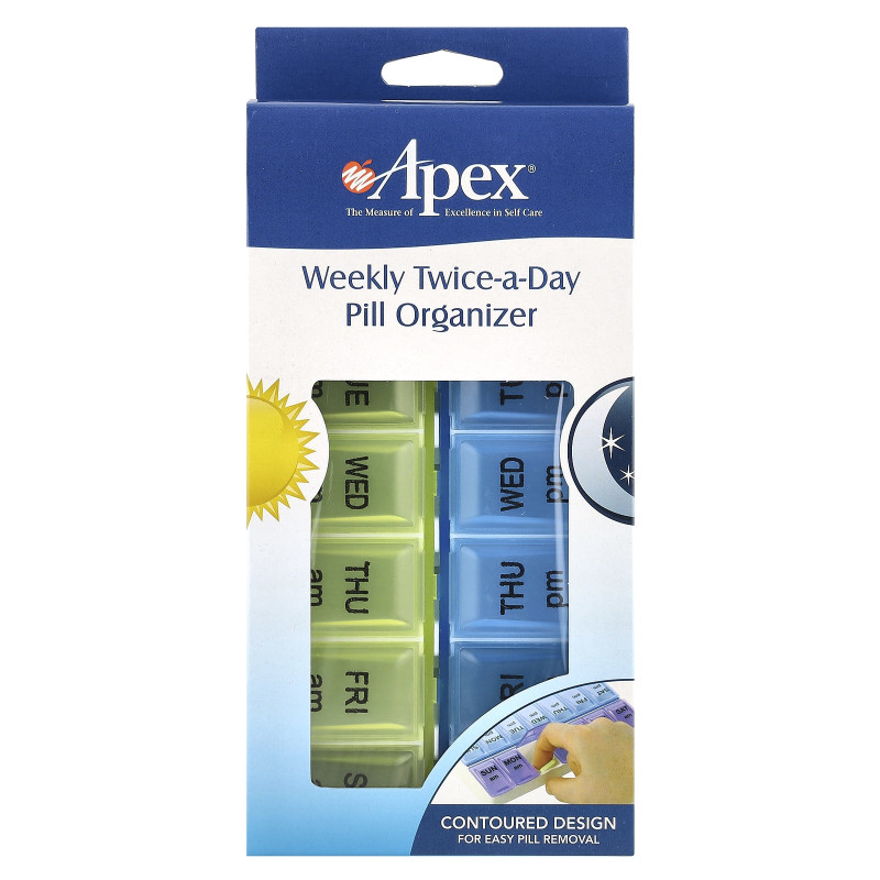 Apex, Weekly Twice-A-Day Pill Organizer, 1 Pill Organizer