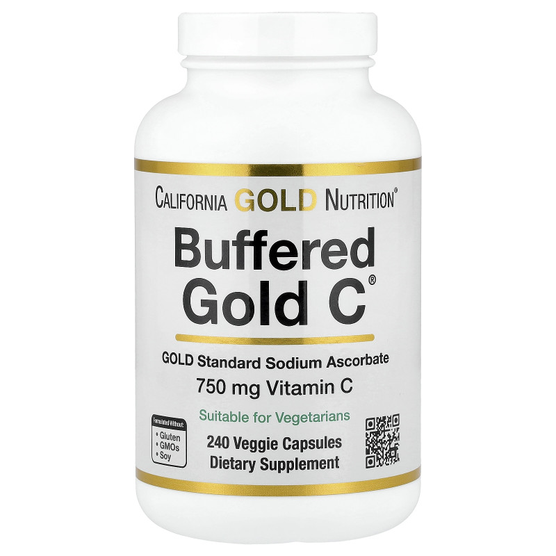 California Gold Nutrition, Buffered Gold C™, GOLD Standard Sodium Ascorbate (Vitamin C), 240 Veggie Capsules