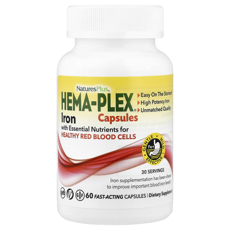 NaturesPlus, Hema-Plex® Iron, 60 Fast-Acting Capsules
