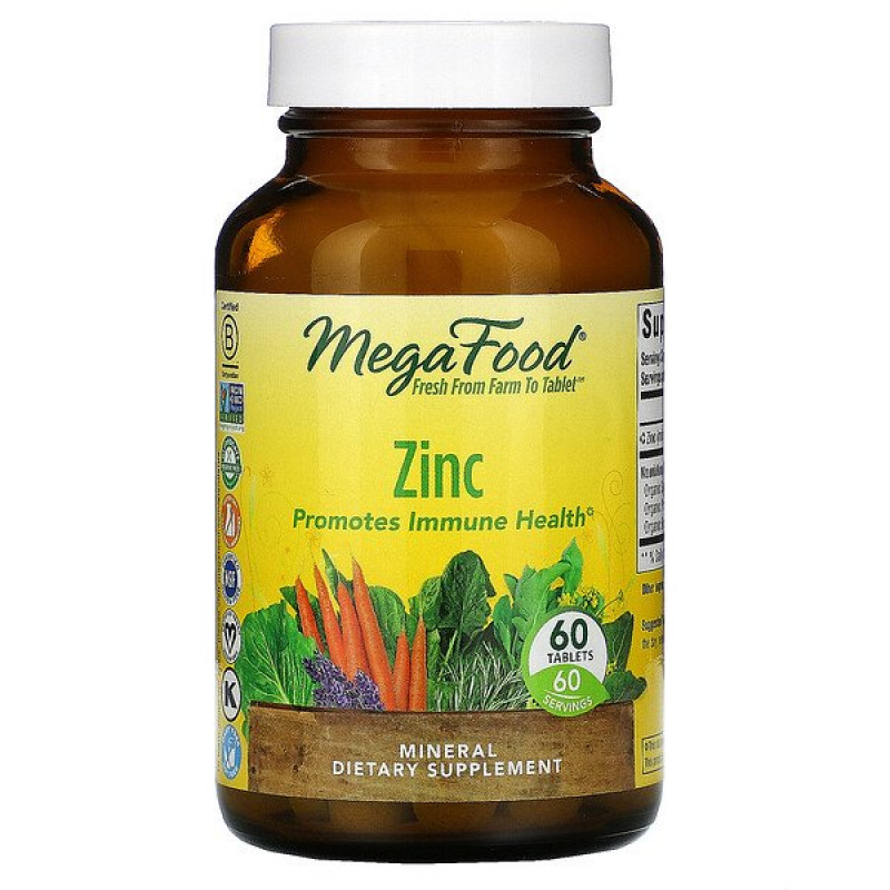 MegaFood, Zinc, 60 Tablets MegaFood, Zinc, 60 Tablets