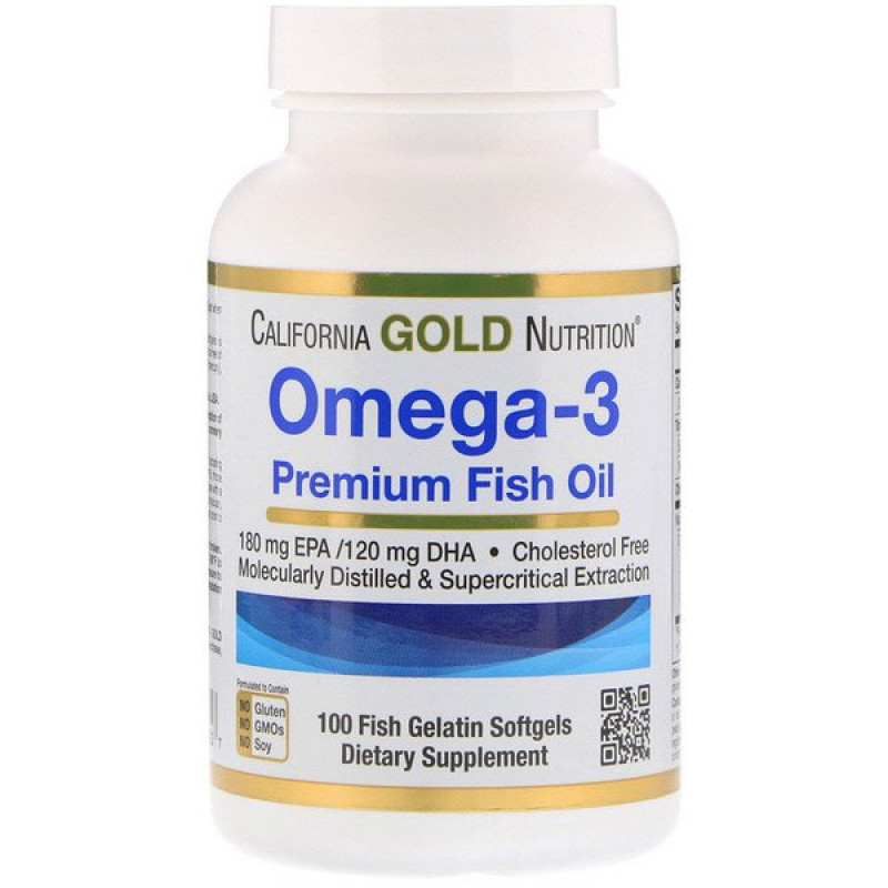 Omega-3, Premium Fish Oil, 100 Fish Gelatin Softgels Omega-3, Premium Fish Oil, 100 Fish Gelatin Softgels
