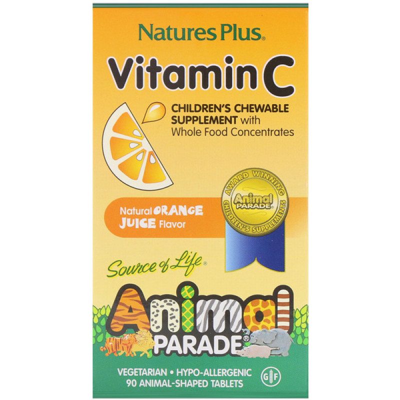 Source of Life, Animal Parade, Vitamin C, Children's Chewable Supplement, Natural Orange Juice Flavor, 90 Animals Source of Life, Animal Parade, Vitamin C, Children's Chewable Supplement, Natural Orange Juice Flavor, 90 Animals