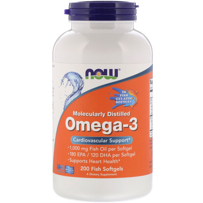 Now Foods, Molecularly Distilled Omega-3, 200 Fish Softgels Now Foods, Molecularly Distilled Omega-3, 200 Fish Softgels