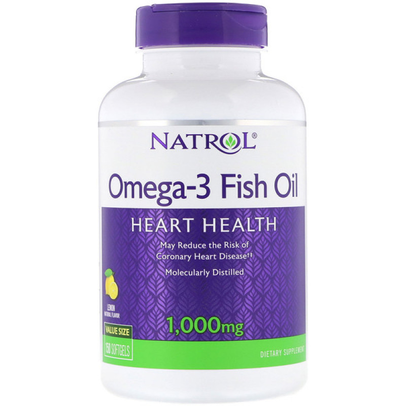 Omega-3 Fish Oil, Natural Lemon Flavor, 1,000 mg, 150 Softgels Omega-3 Fish Oil, Natural Lemon Flavor, 1,000 mg, 150 Softgels