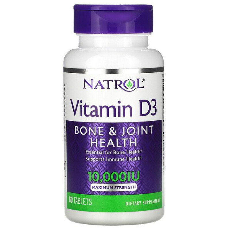 Natrol, Vitamin D3, Bone and Joint Health, Maximum Strength, 10,000 IU, 60 Tablets Natrol, Vitamin D3, Bone and Joint Health, Maximum Strength, 10,000 IU, 60 Tablets