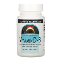 Source Naturals, Vitamin D-3, 400 IU, 200 Tablets