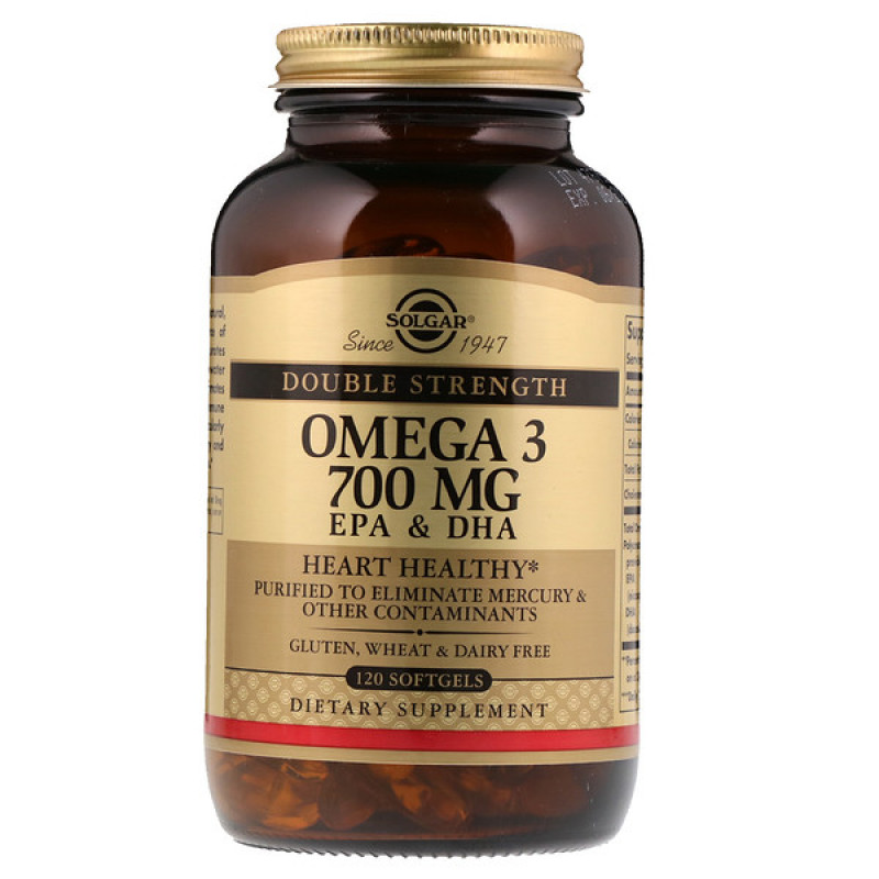Omega-3, EPA & DHA, Double Strength , 700 mg, 120 Softgels Omega-3, EPA & DHA, Double Strength , 700 mg, 120 Softgels