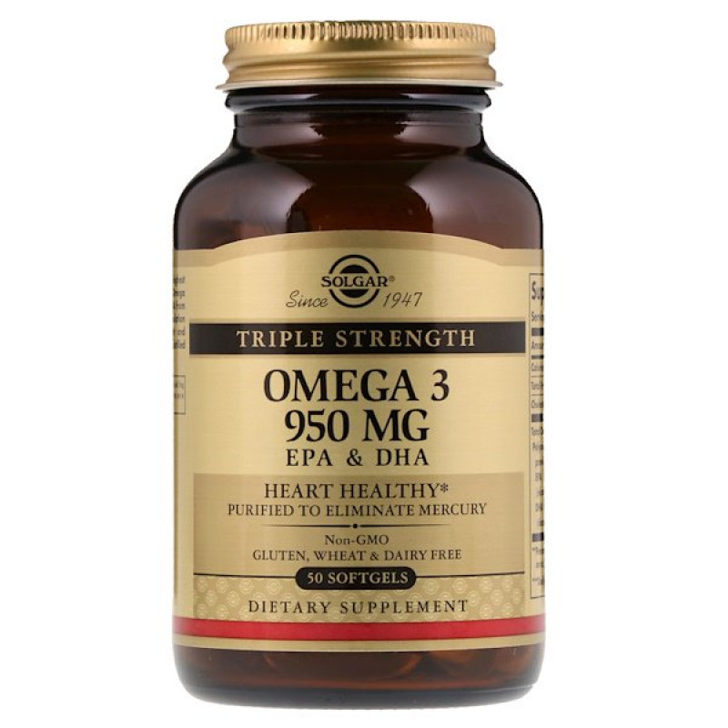Omega-3, EPA & DHA, Triple Strength, 950 mg, 50 Softgels Omega-3, EPA & DHA, Triple Strength, 950 mg, 50 Softgels